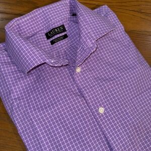 Lauren Ralph Lauren Men's Purple Check Cotton Button Up Shirt XL L/S Black Label